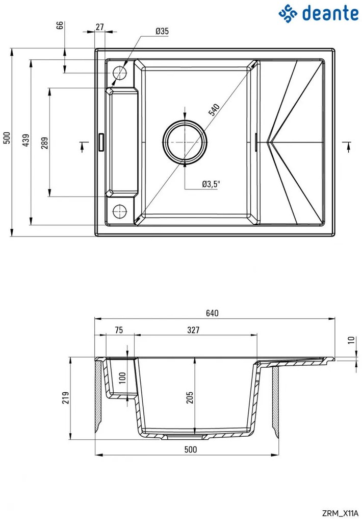 Chiuvetă magnetică din granit, 1-cuvă cu picurător, Magnetic, ZRM_S11A