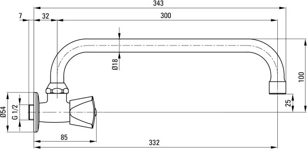 Baterie pentru chiuvetă, montare pe perete, pentru apă rece sau mixtă Finisaj: Crom BEZ_051L
