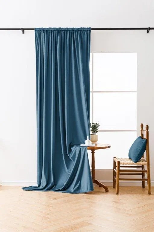 Draperie opaca Culoare albastru kerosen VELVET 135x250 cm Agățat: Rejansa