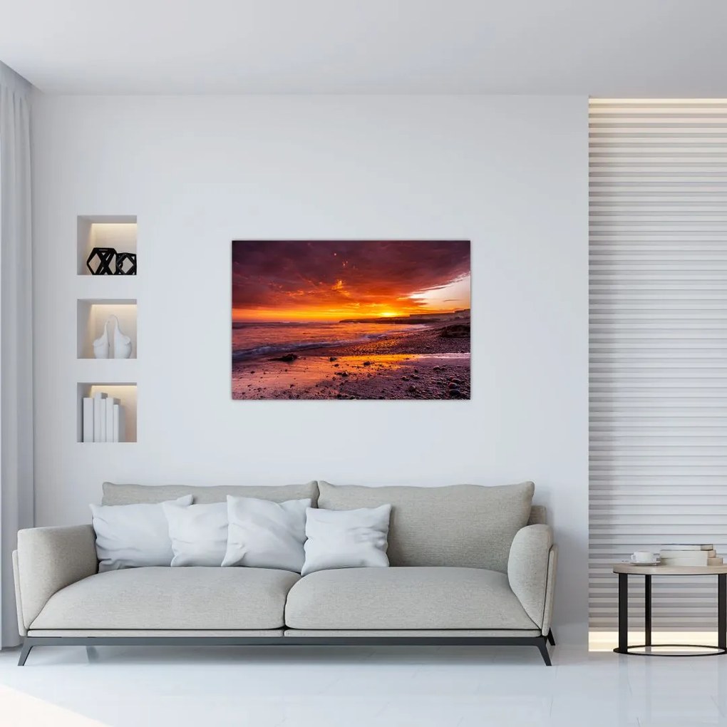 Tablou cu apus de soare la mare (90x60 cm)