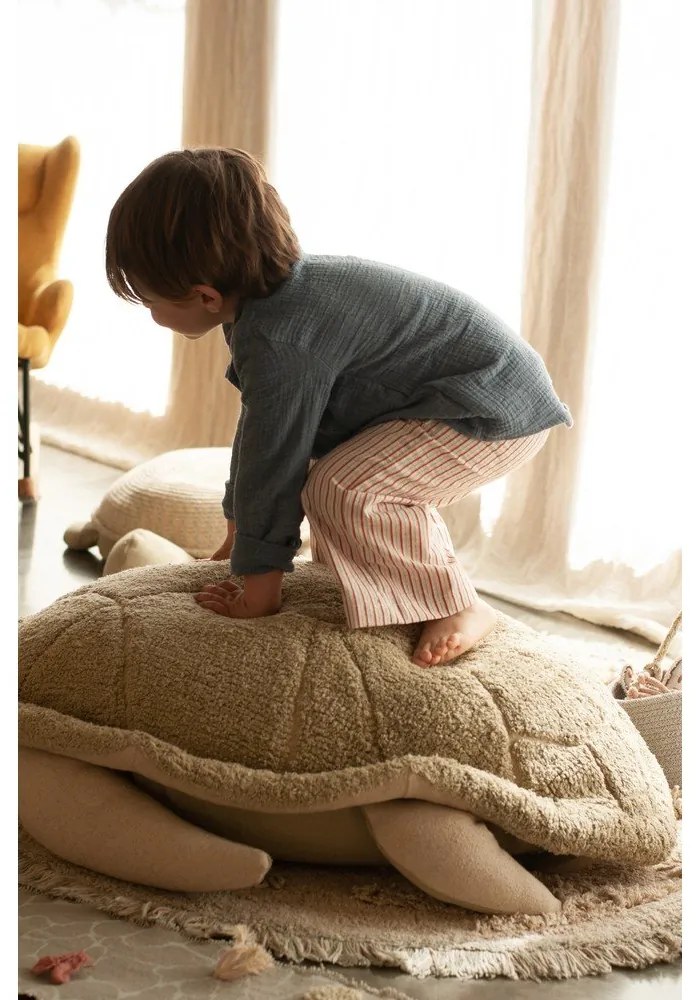 Fotoliu puf pentru copii verde/crem Mrs. Turtle – Lorena Canals