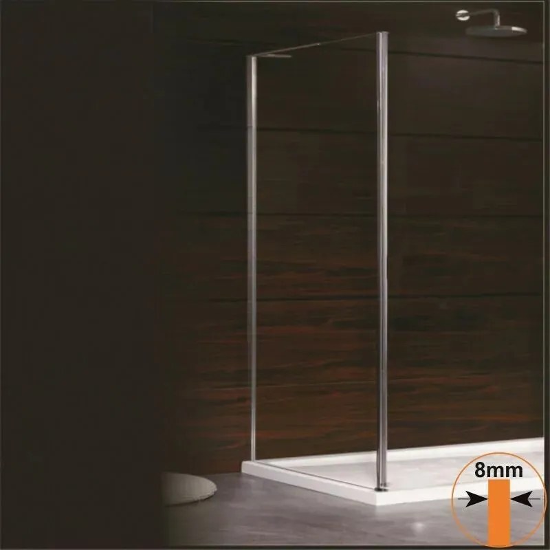 Perete lateral fix Inter Ceramic 80 cm sticla transparenta 8 mm crom lucios