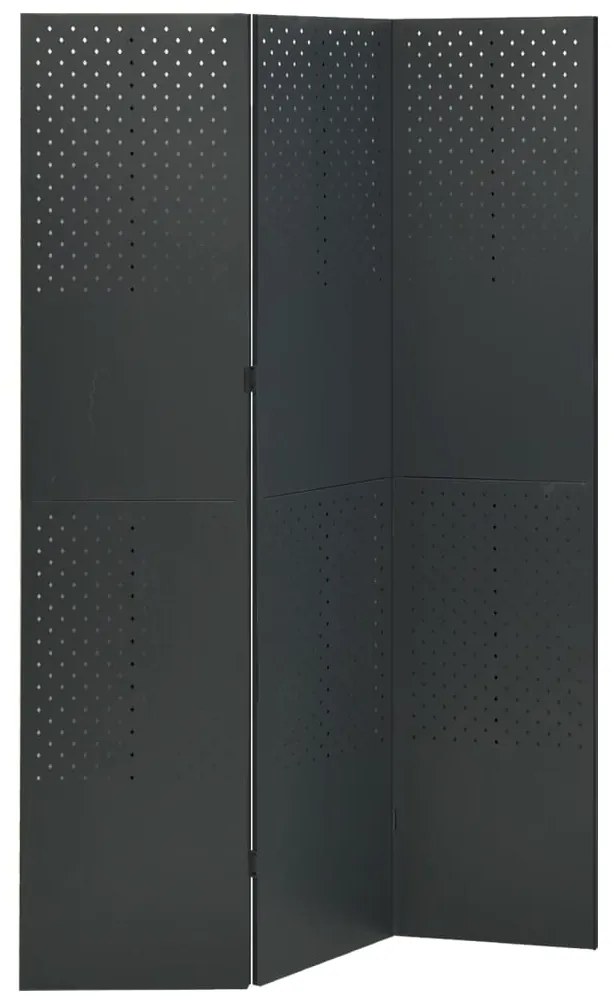 335897 vidaXL Paravan de cameră cu 3 panouri, antracit, 120x180 cm, oțel