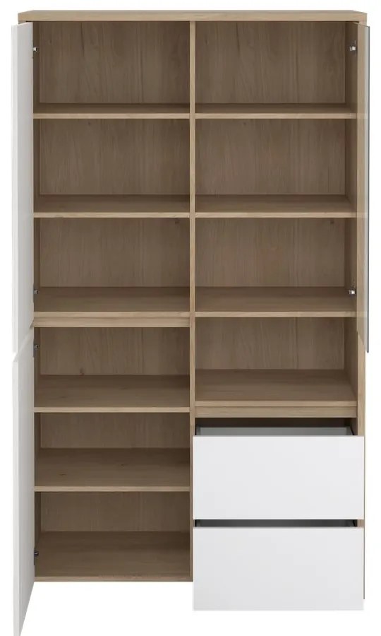 Vitrină albă-în culoare naturală cu aspect de lemn de stejar 100x170x48 cm Next – Tvilum