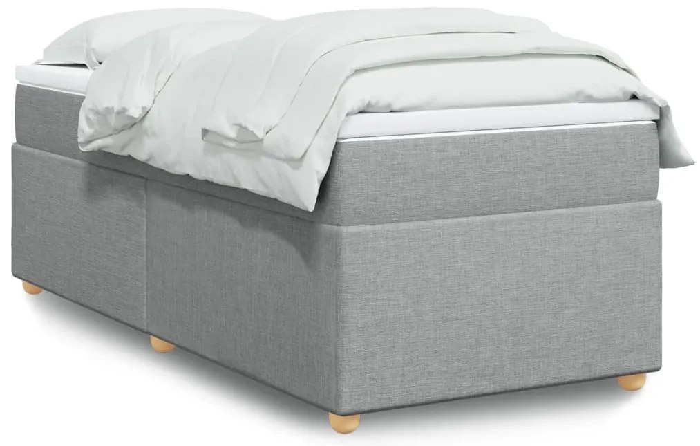 vidaXL Pat box spring cu saltea, gri deschis, 90x190 cm, textil