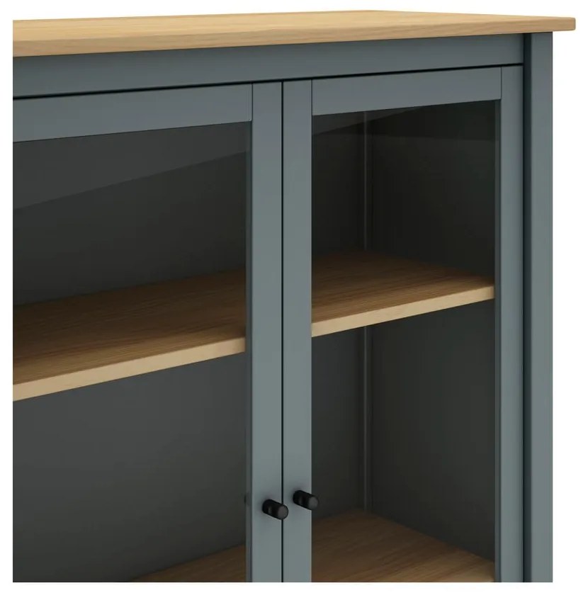 Vitrină verde prăfuit din lemn de pin 90x110x40 cm Misti – Marckeric