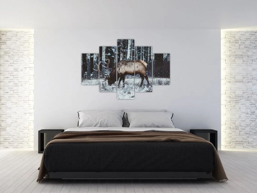 Tablou - cerbul iarna (150x105 cm)