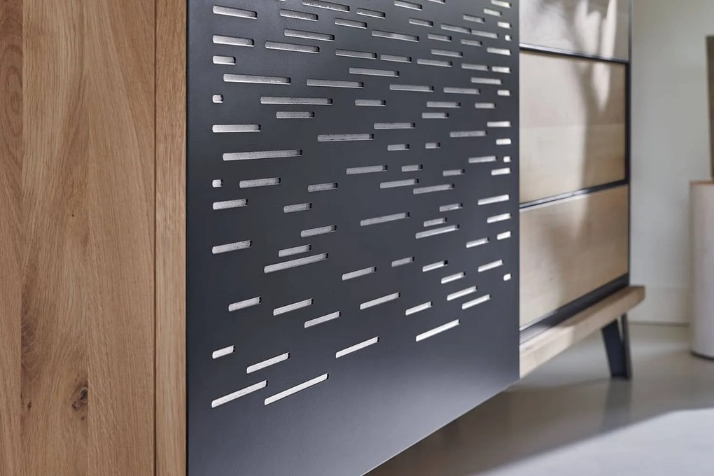 Comodă stejar masiv Edge Multiple Dimensiuni - 225 x 50 x 94 cm, Tabac