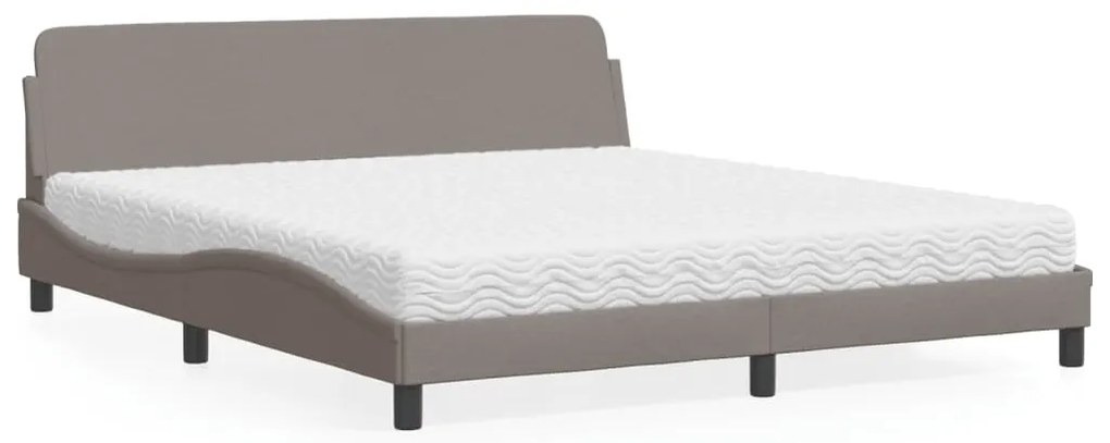 vidaXL Pat cu saltea, gri taupe, 180x200 cm, textil