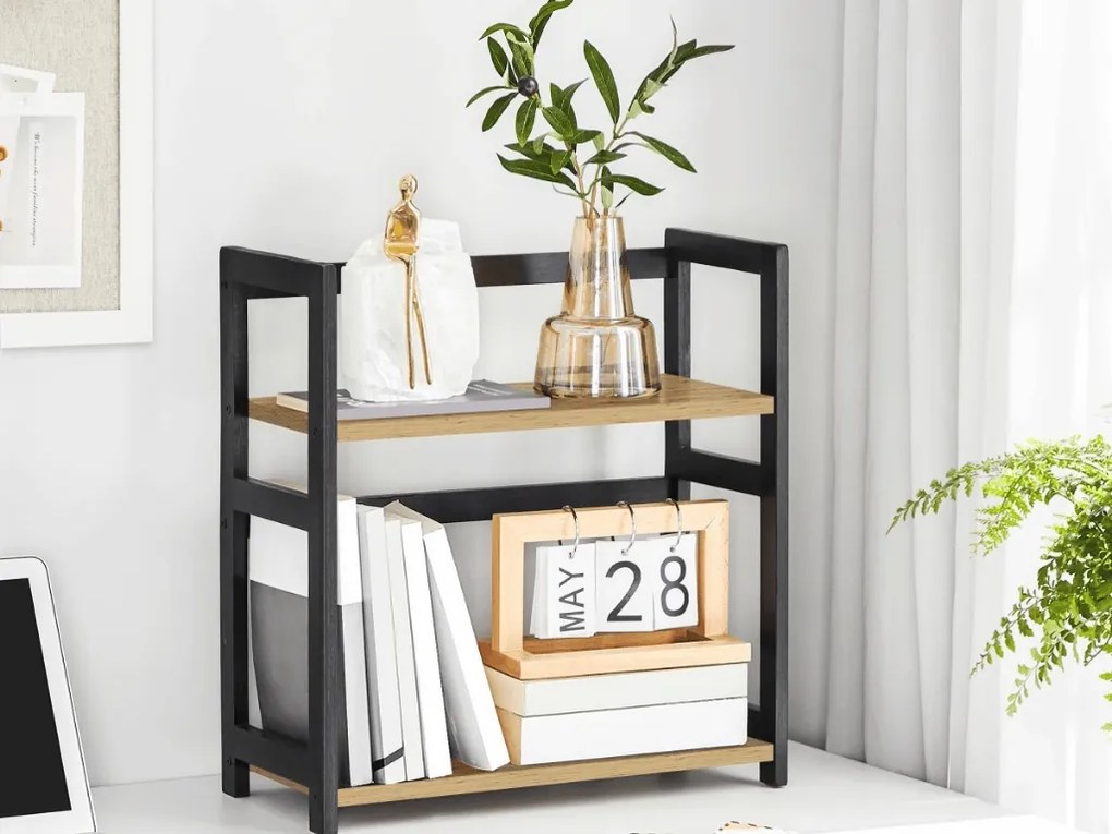 Etajera pentru birou NORDEKO 41x41 cm, neagra / stejar artisan