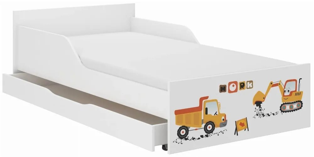 Pat pentru un mic inginer sau iubitor de utilaje de constructii 160 x 80 cm