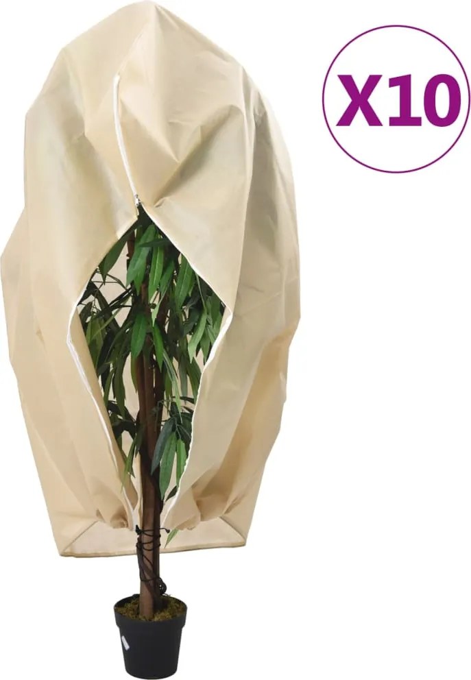 vidaXL Protecție de fleece plante cu fermoar 10 buc 70 g/m² 3,93x3 m