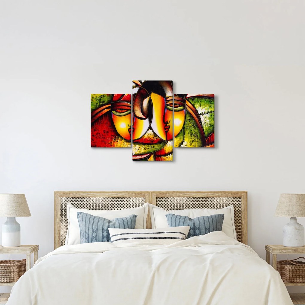 Tablou - Pictură în ulei, chipuri abstracte (90x60 cm)