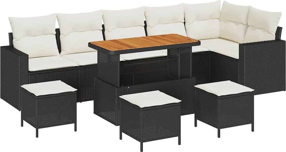 vidaXL Set de canapele pentru grădină 12 pcs Negru și Crem poliratan