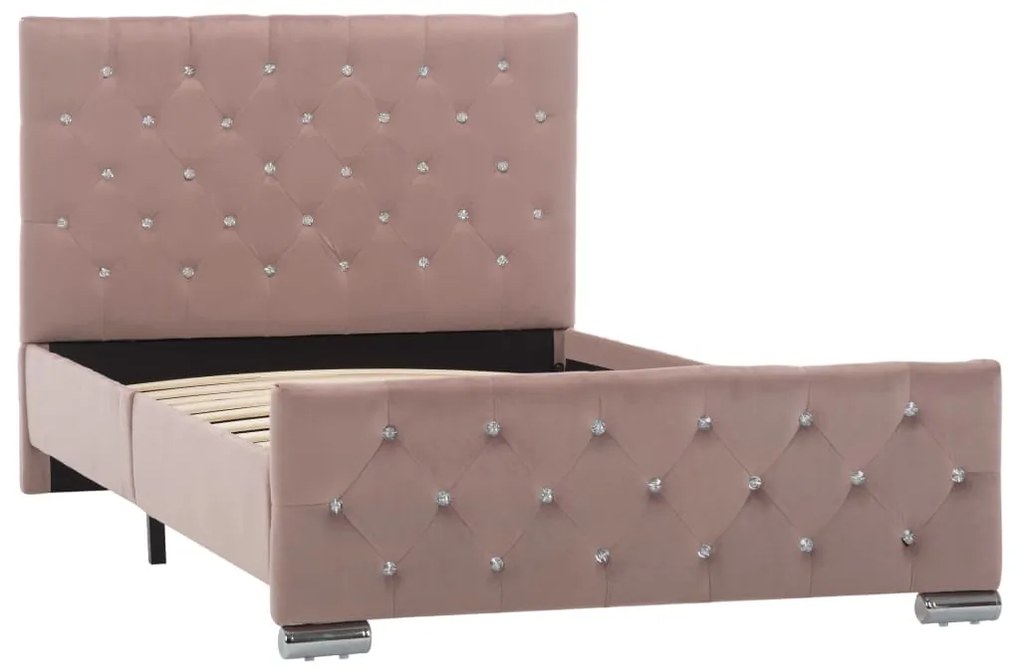 Cadru de pat, roz, 100 x 200 cm, catifea