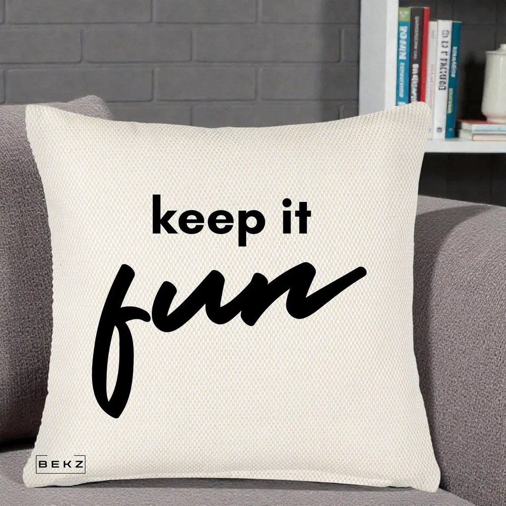 Perna Decorativa Keep It Fun, 40x40 cm, Crem Reliefat, Husa Detasabila, Perna Inclusa, BEKZ®