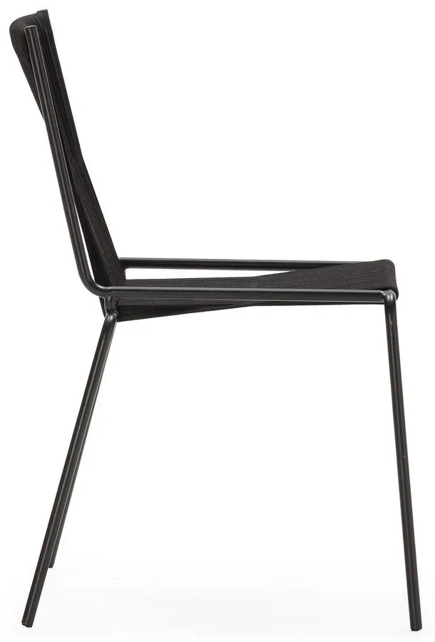 Scaune de dining negre stivuibile 2 buc. din metal Emily – Marckeric