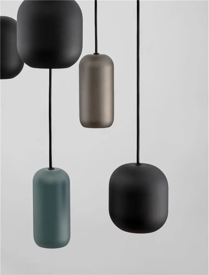 Lustra cu 6 pendule metal negru, maro, verde MARLIN