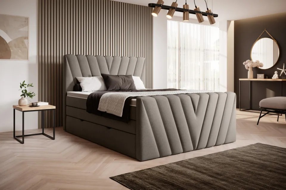 Pat tapitat, boxspring, cu spatiu pentru depozitare, 160x200 cm, Candice 2, Eltap (Culoare: Roz - Gojo 101)