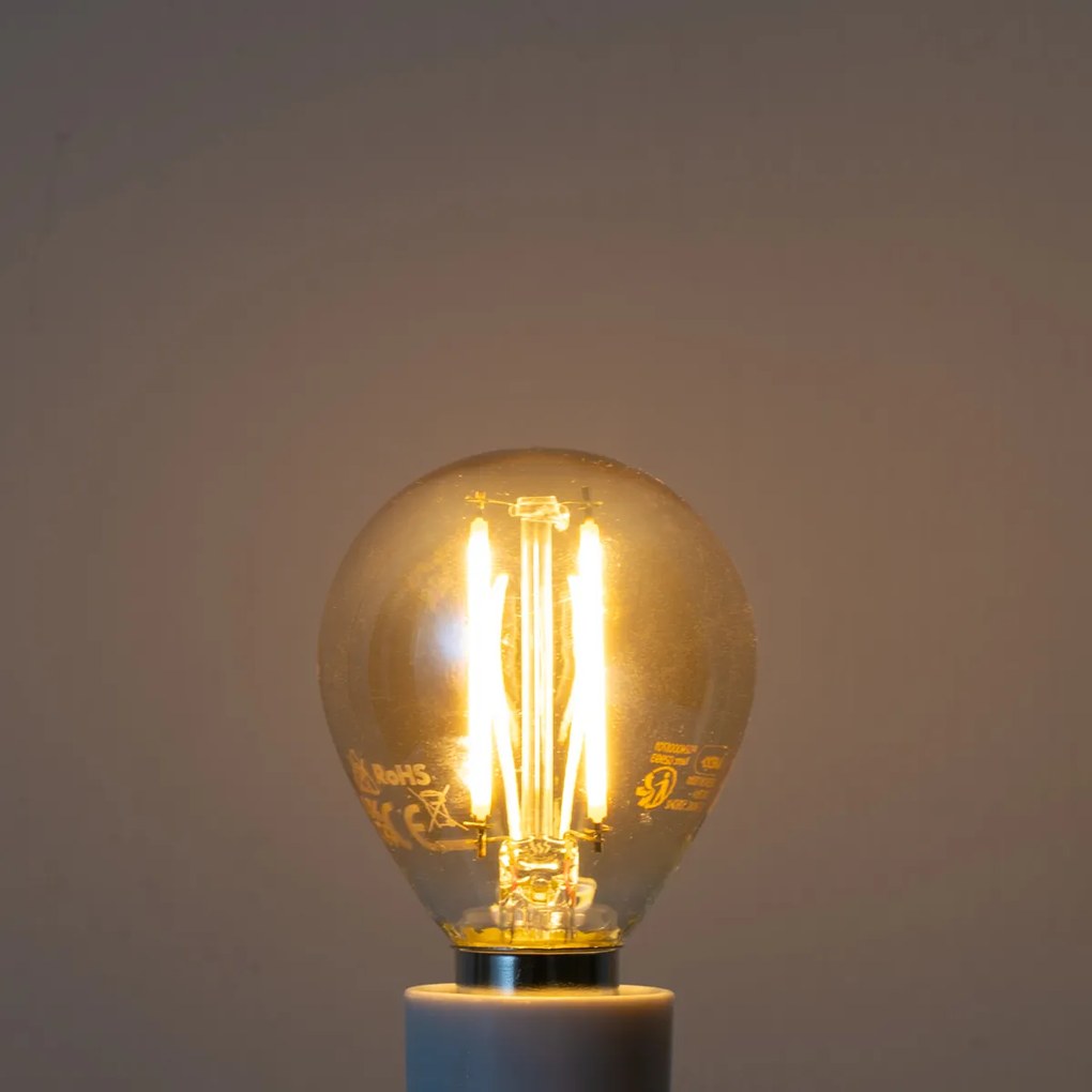 Set de 5 becuri LED E14 dimabile G45 aurii 4W 330 lm 2100K