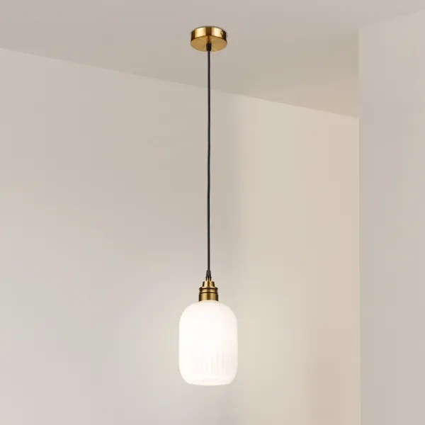 Candelabru HECTOR pe cablu 1xE27/15W/230V alb/alamă Ø14 cm