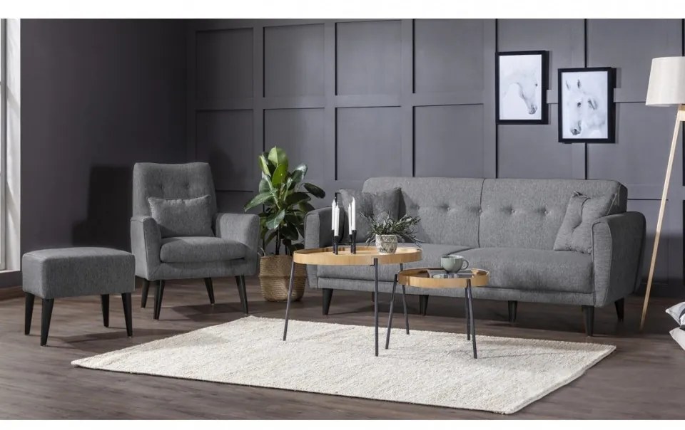 Set Canapea Extensibilă si Fotoliu Aria - S, Gri Inchis