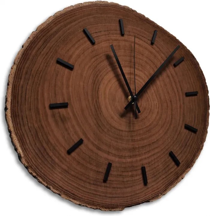 SENTOP | copy of Ceas de perete din lemn brut cu cifre negre și scoarță | KORR