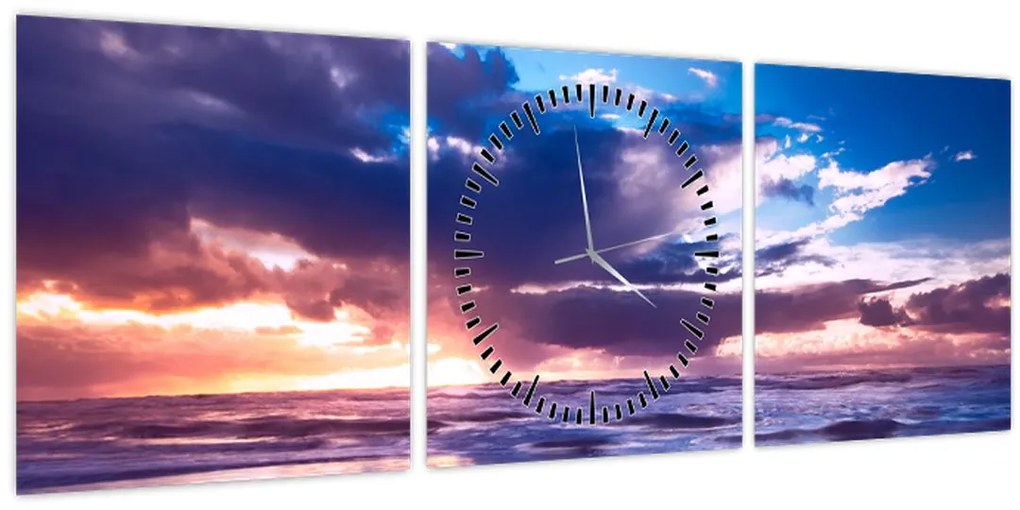 Tablou - Apus de soare la mare (cu ceas) (90x30 cm)