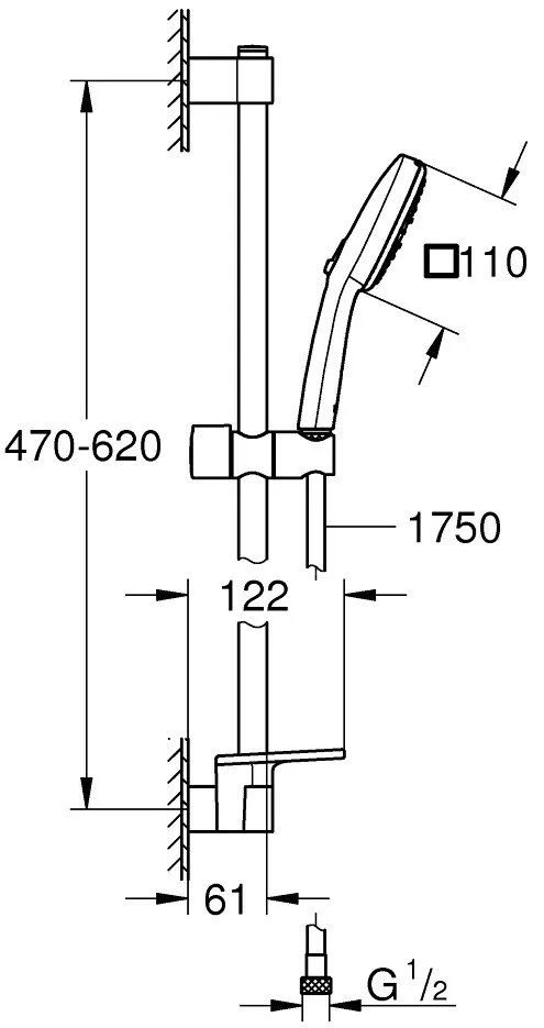 Grohe Tempesta Cube 110 Set dus cu bara 60 cm si savoniera 3 jeturi, crom