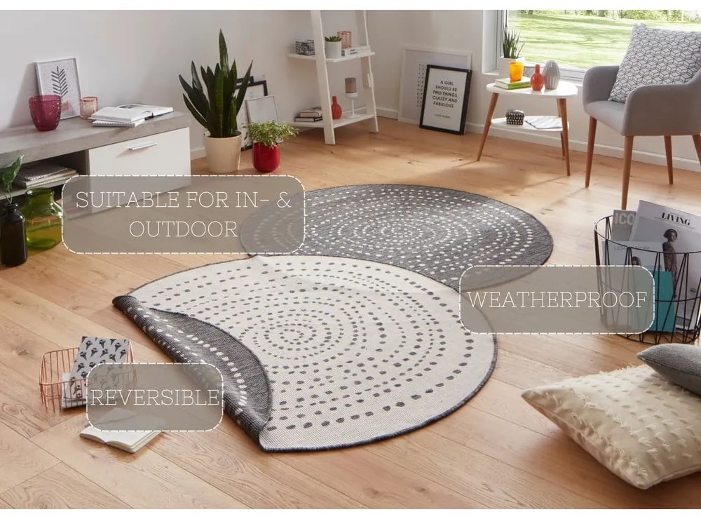 Covor pentru exterior NORTHRUGS Bali, ⌀ 140 cm, gri