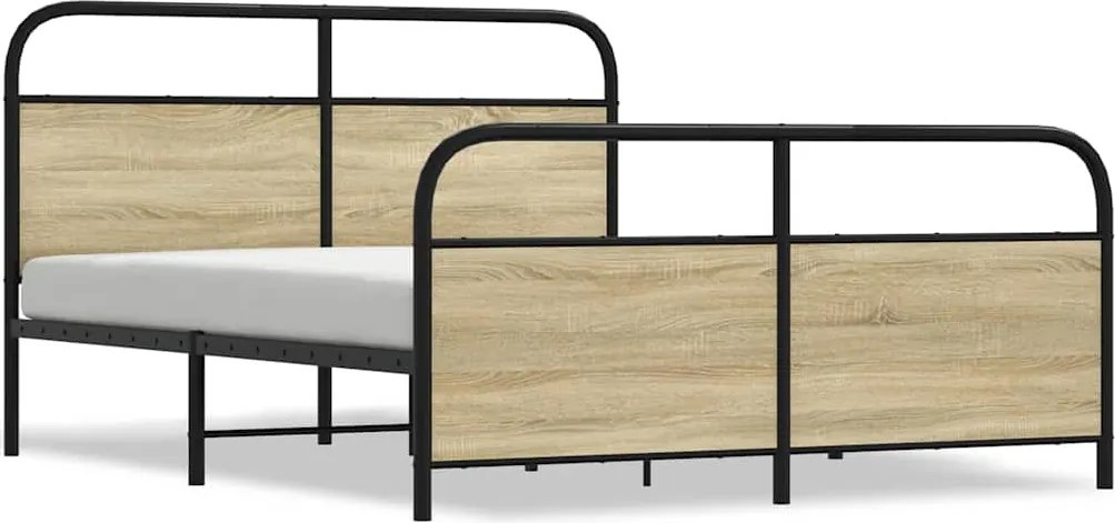 vidaXL Cadru de pat metalic fără saltea, stejar sonoma, 160x200 cm