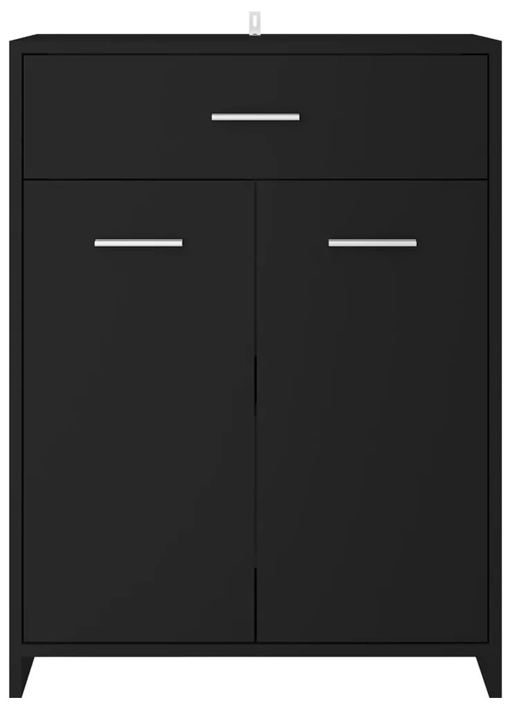 Set mobilier de baie, 4 piese, negru Negru, 1