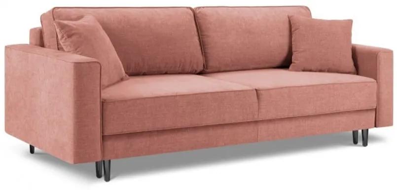 Canapea extensibila Dunas cu tapiterie din tesatura structurala si picioare din metal negru, roz