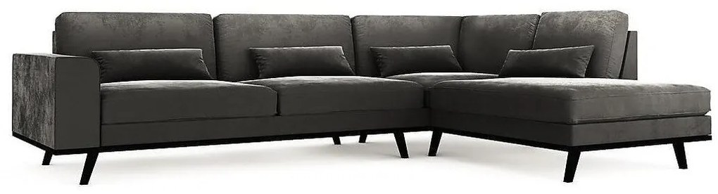Colțar Seattle K106 Gri inchis, 291x202x85cm, Picioare: De lemn, Lemn: Pin