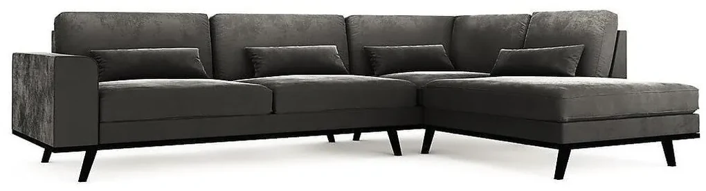 Colțar Seattle K106 Gri inchis, 291x202x85cm, Picioare: De lemn, Lemn: Pin