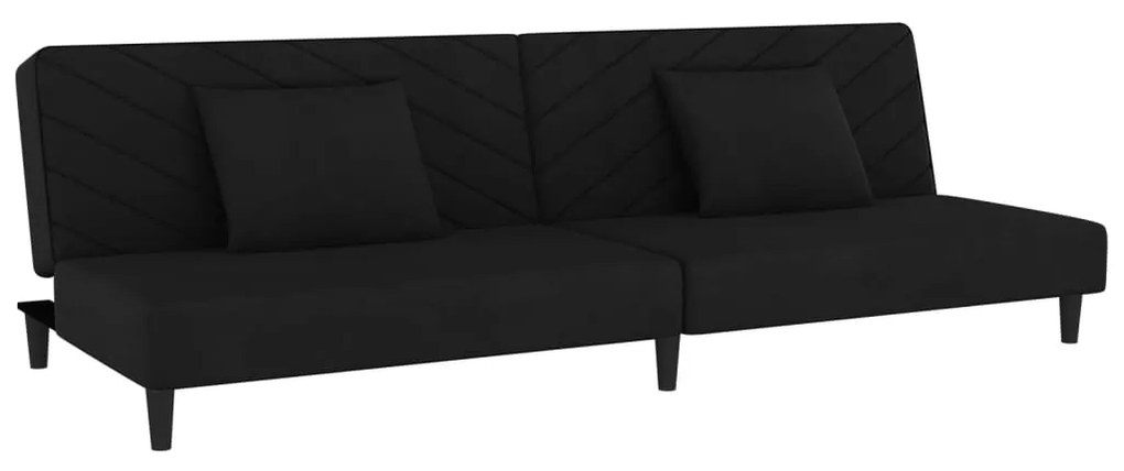 337623 vidaXL Canapea extensibilă cu 2 locuri, 2 perne, negru, catifea