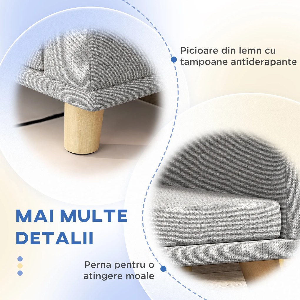 PawHut Canapea pentru Câini cu Picioare Înălțate și Pernă Detașabilă, 98x67x25 cm, Gri | Aosom Romania