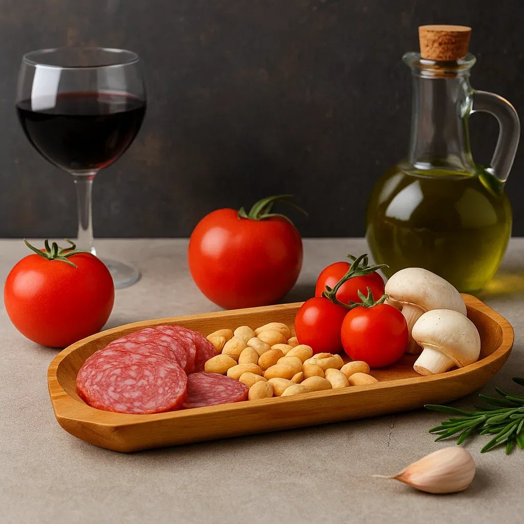 Platou pentru servire din lemn de fag 43A 22,5 cm, 1 compartiment ,   Aperitive, branzeturi si fructe