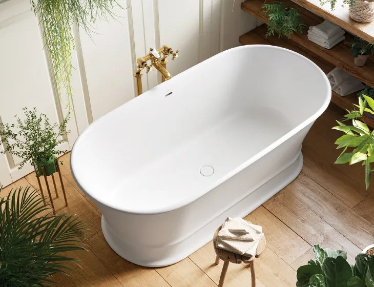 Cada baie freestanding ovala, compozit, 170 x 84 cm, Cast Marble Alcamo 170 x 84 cm