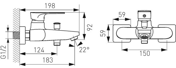 FERRO - Baterie pentru cadă ALGEO SQUARE, crom lucios