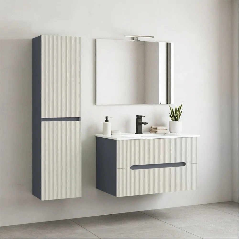 Dulap lateral suspendat Trent gri antracit-alb