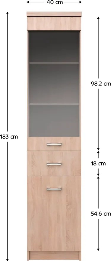Vitrină 1D1W1S, stejar Sonoma, universal, TOPTY TIP 32