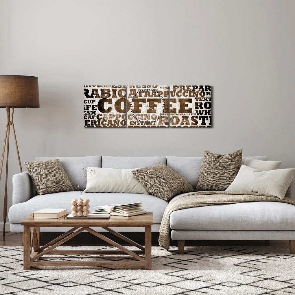 Tablou - Cafea (cu ceas) (90x30 cm)