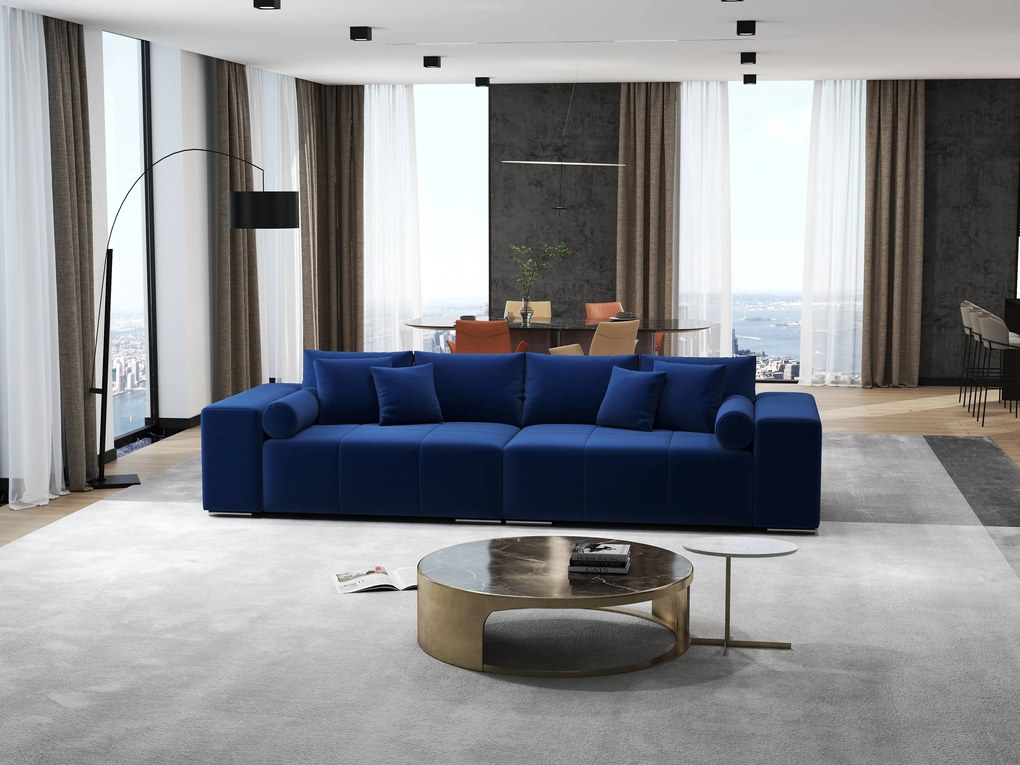 Canapea extensibilă dumonde cu ladă de depozitare si sezut confortabil din spuma high-density, Marbela Royal Blue XXL 295x100 cm