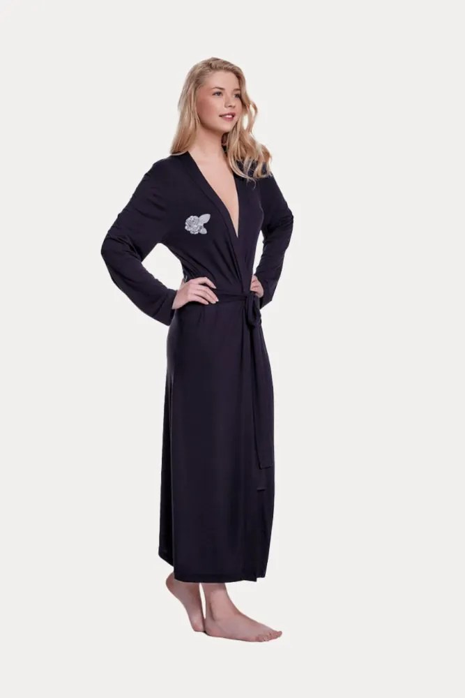 Halat pentru femei ELENNE din bambus S Negru / Black