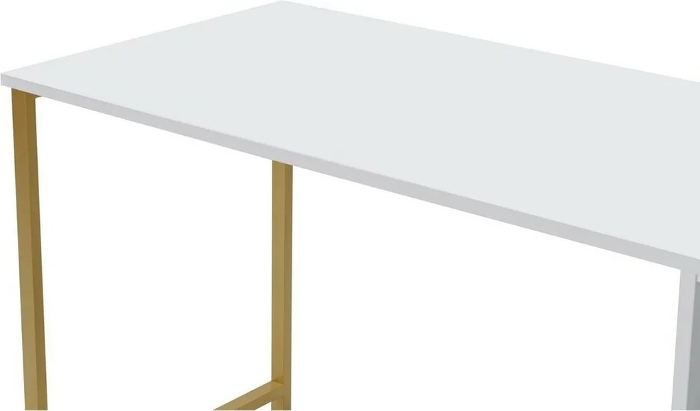 Birou Twin Alb și Auriu