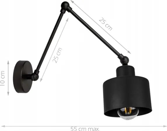 Aplica de perete 1xE27/20W/230V neagră