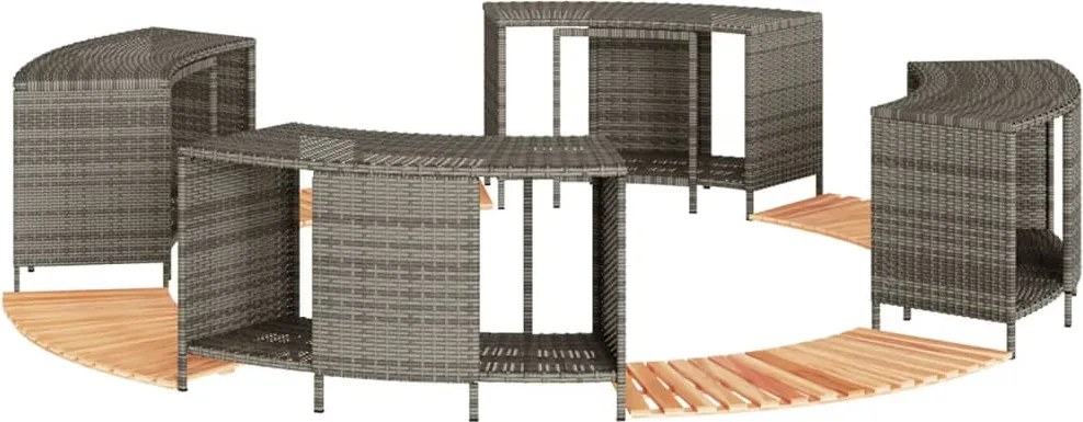 vidaXL Împrejmuire cadă cu hidromasaj, gri, poliratan / lemn acacia