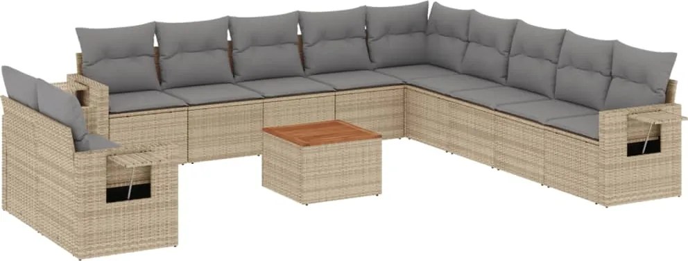 vidaXL Set canapele de grădină cu perne, 12 piese, bej, poliratan