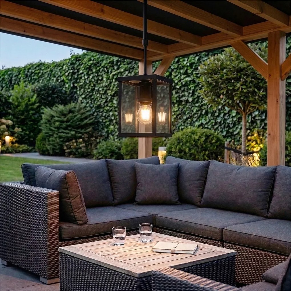 Lampă suspendată industrială pentru exterior neagră IP44 - Charlois